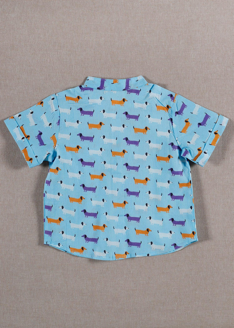 Daschound Sky Blue Cotton Harshit Shirt (6-24 Months)