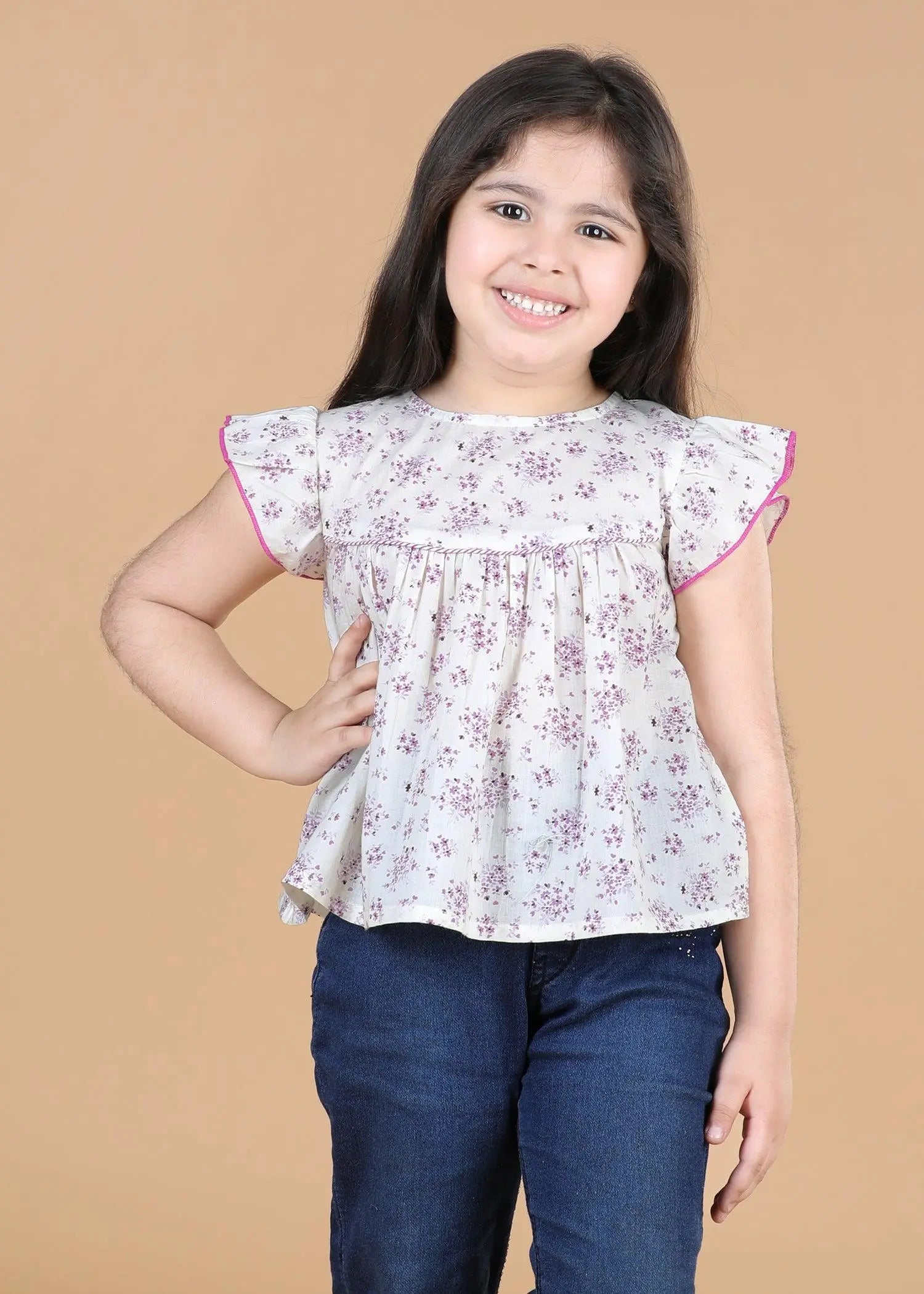 Creme Cotton Vrishti Top Girls (6 Months -12 Yrs)