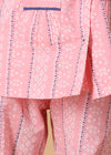 Diamond Stripe Pink Half Sleeves Cotton Girl's Nightsuit (1-12 Yrs)