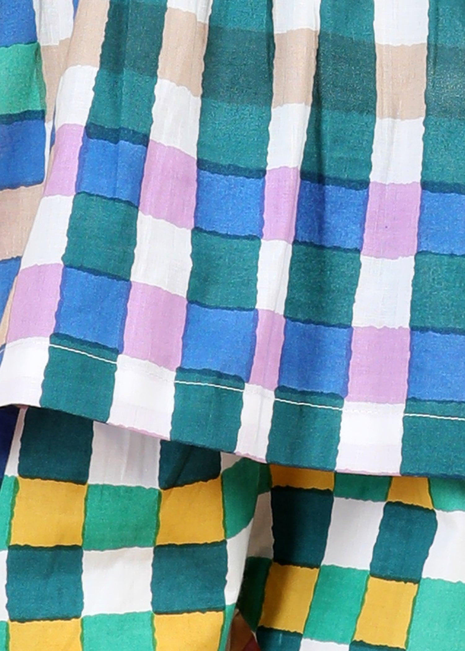 Gingham Multi Cotton Aashi Top Girls (6 Months -12 Yrs) Ratan Texprocess Pvt. Ltd