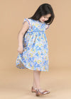 Flower Bed Blue Cotton Takshita Dress Girls (6 Months- 9 Years)