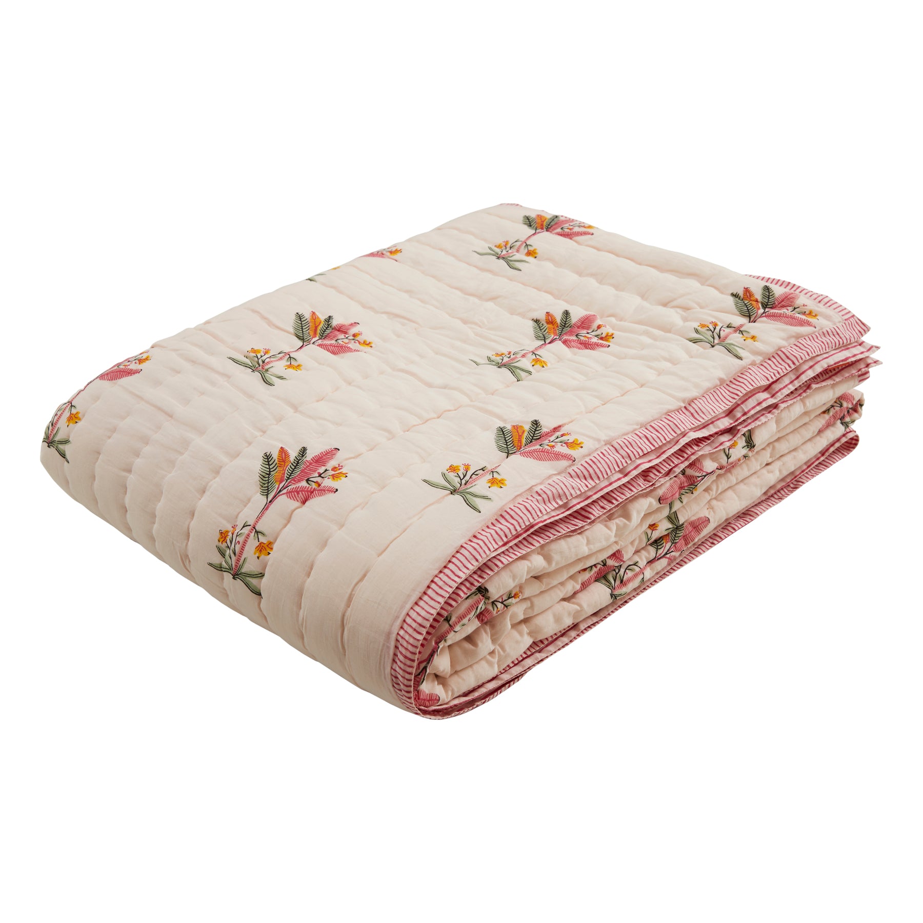 Palm Tree Extra Cotton Quilt-Pink