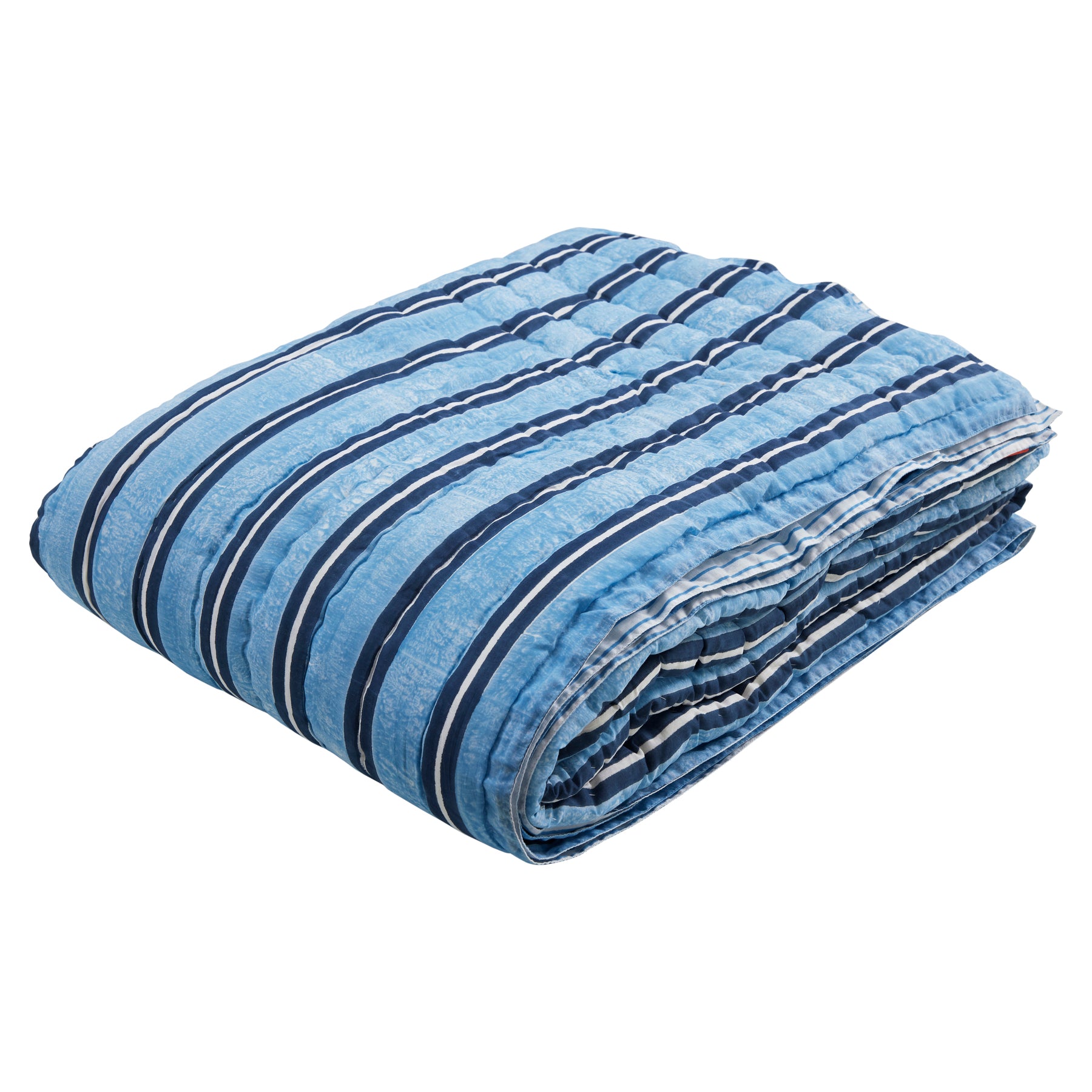 Stripes Cotton Quilt-Blue