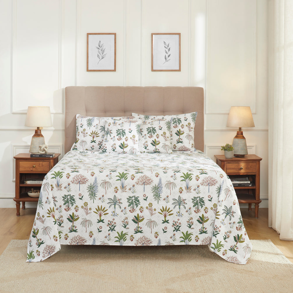 Herbaceous Garden Cotton Bedcover-Green
