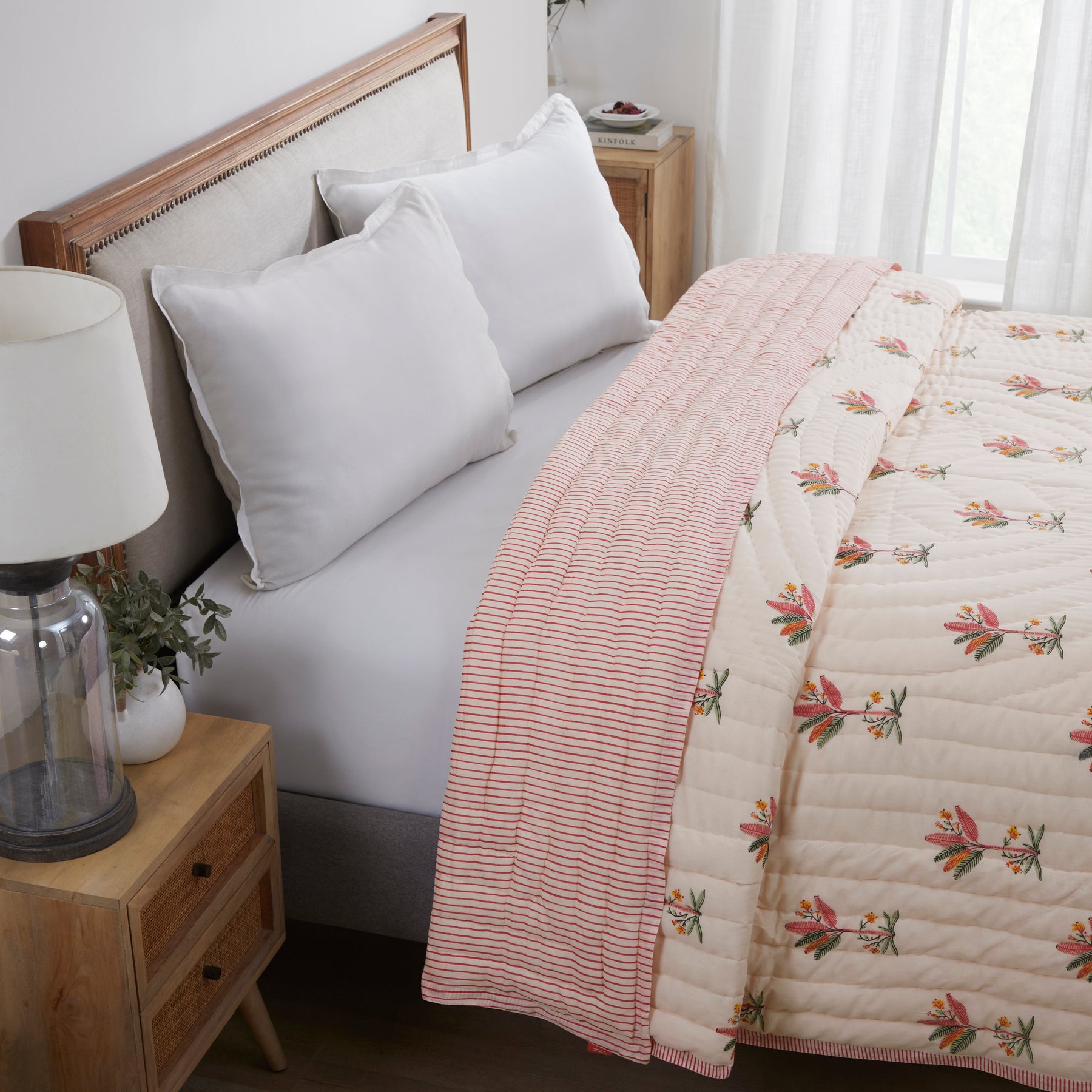 Palm Tree Extra Cotton Quilt-Pink