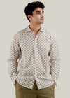 White/Ochre & Yellow Regular Cotton Full Sleeve Shirt