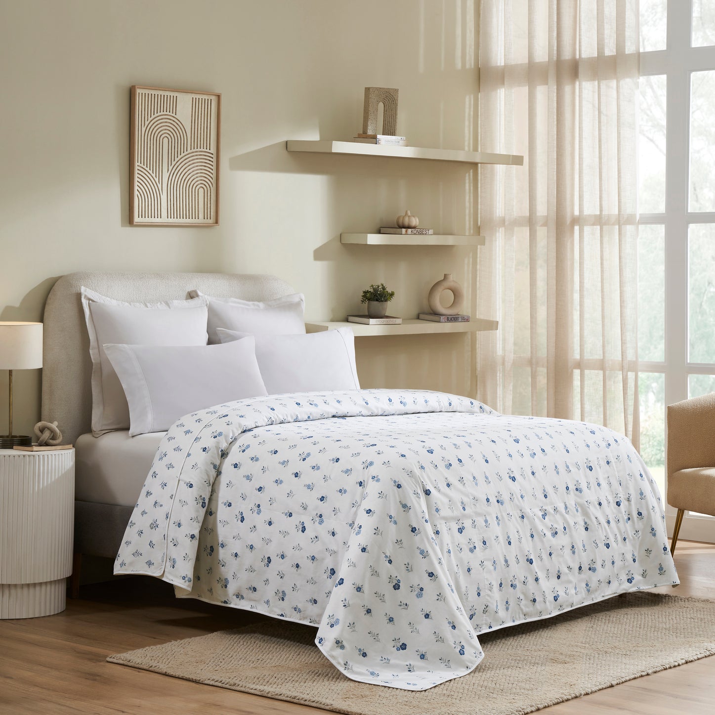 Flax Linen Cotton Dohar – Blue/Grey