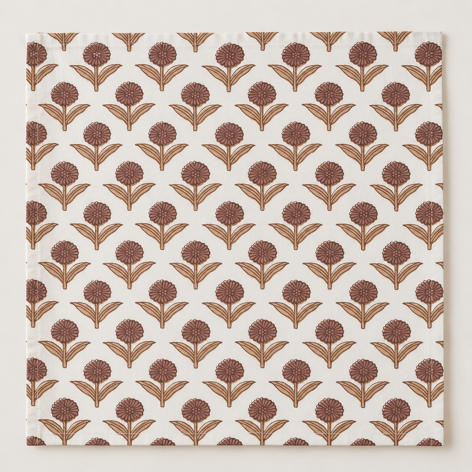 Bloom Bud Beige-Brown Napkin – Set of 6