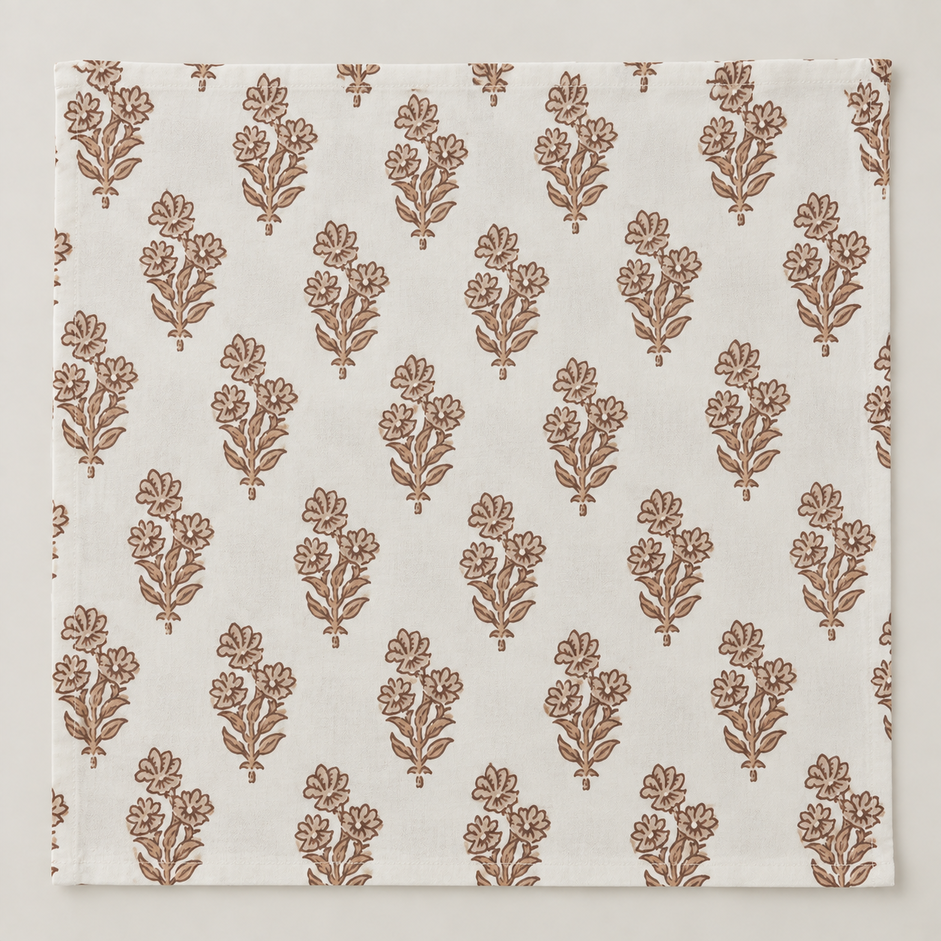 Flora Bud Beige-Brown Napkin – Set of 6