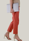 Rust Red Regular Cotton Tapered Pant