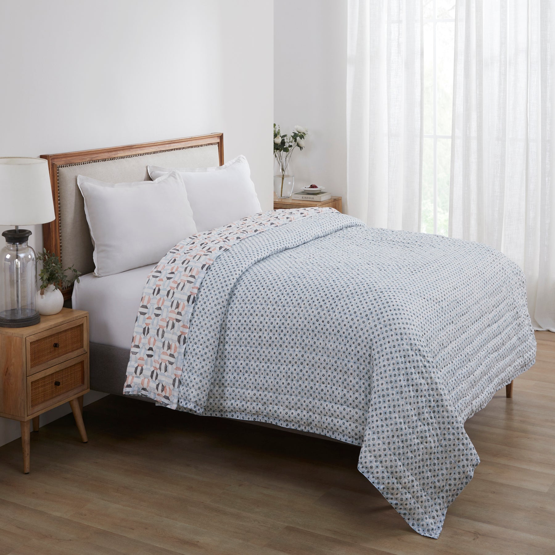 Circles Abstract Extra Cotton Quilt-Orange