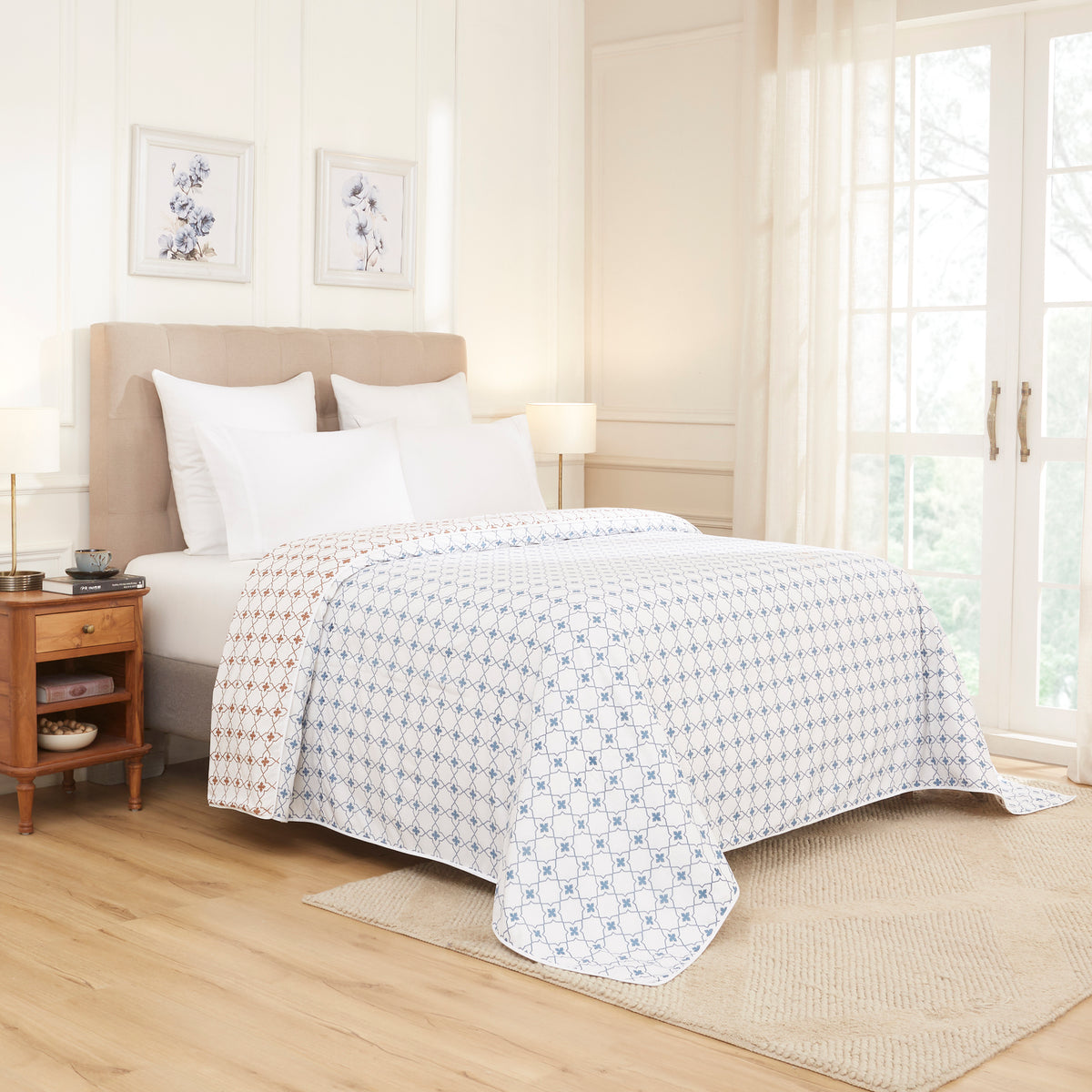 Herbaceous Garden Cotton Dohar-Brown & Blue