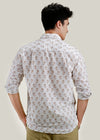 White/Ochre & Maroon Regular Cotton Full Sleeve Shirt