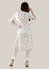 White & Yellow Flared Cotton Falak Kurta