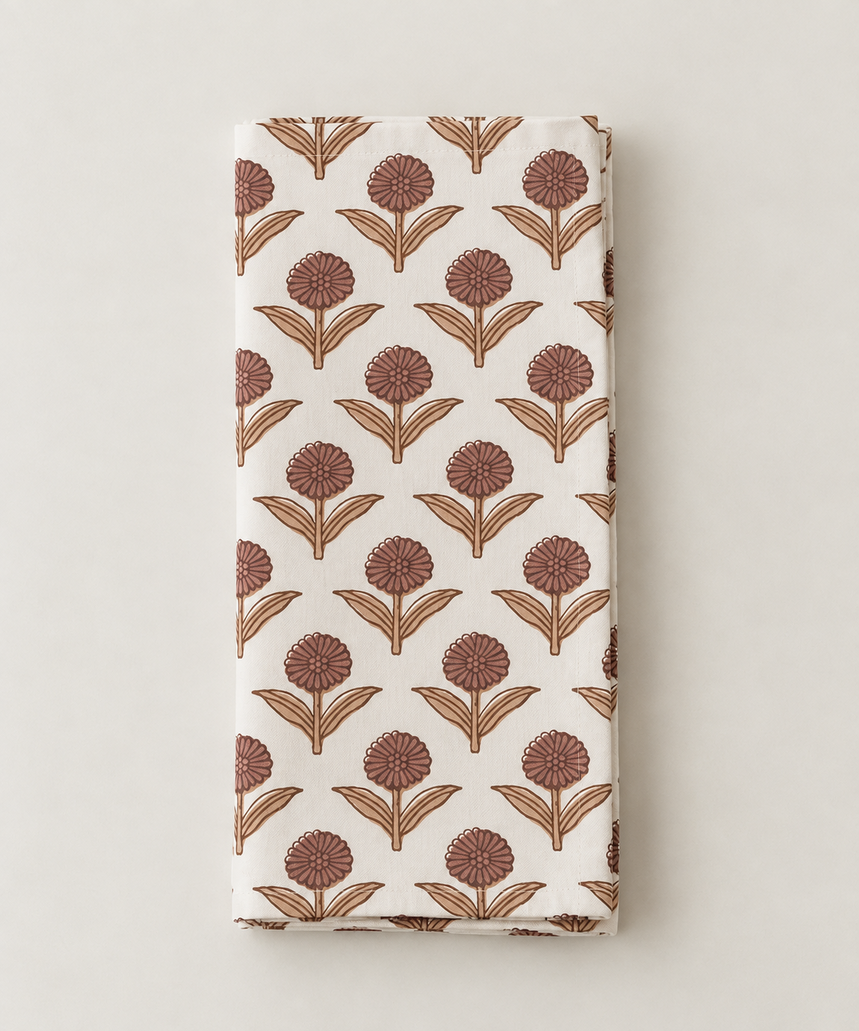 Bloom Bud Beige-Brown Napkin – Set of 6