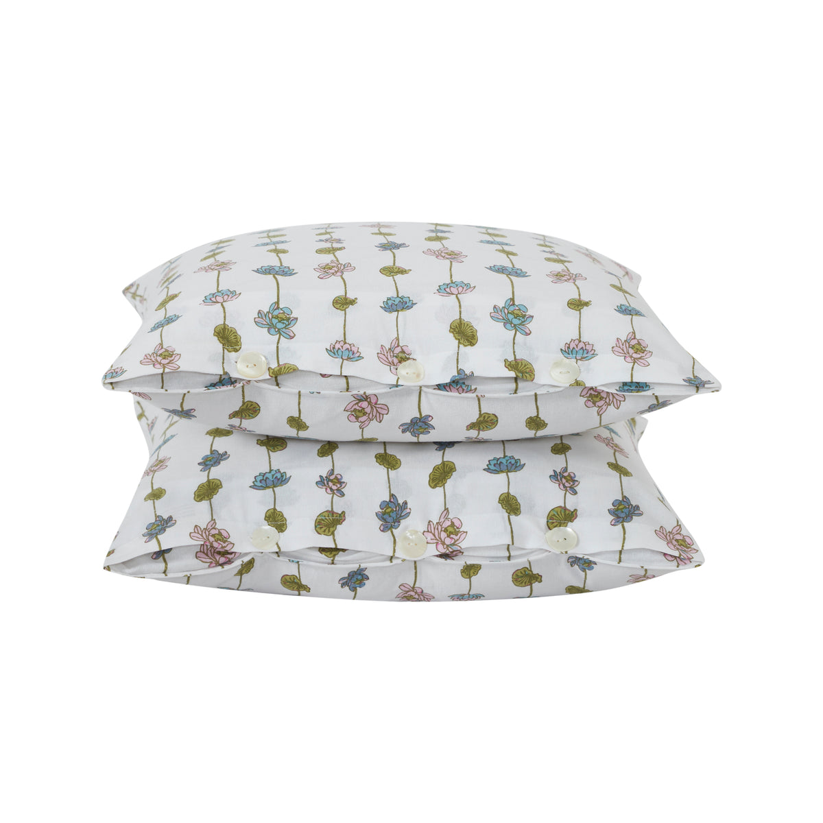 Pond of Lotus Cotton Cushion Cover – Purple/Blue