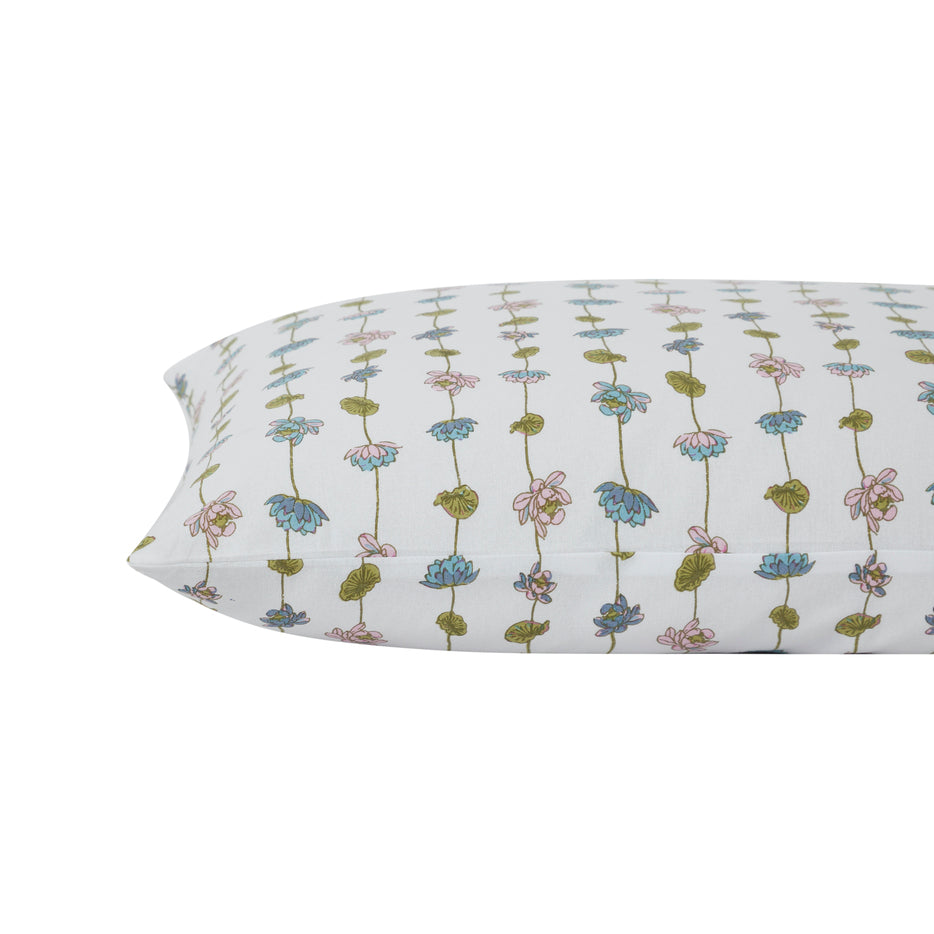 Pond of Lotus Cotton Pillow Cover – Purple/Blue
