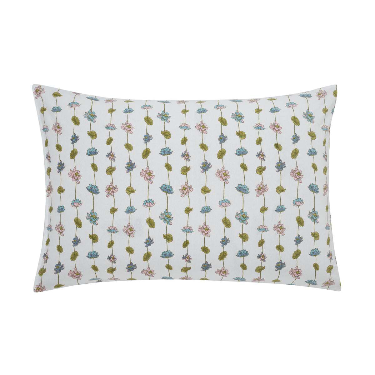 Pond of Lotus Cotton Pillow Cover – Purple/Blue