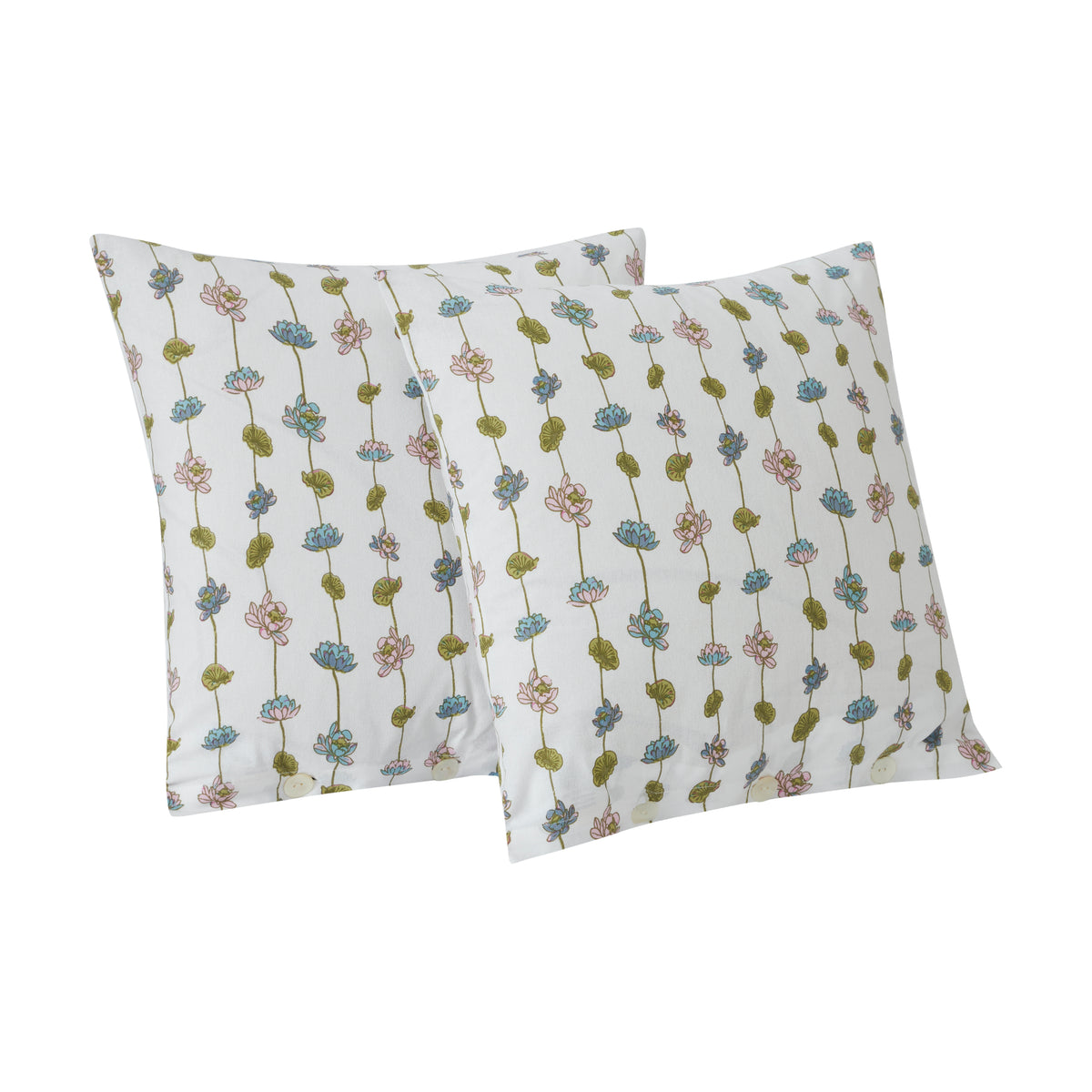Pond of Lotus Cotton Cushion Cover – Purple/Blue