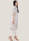 White & Red Loose Cotton Laavanya Kurta