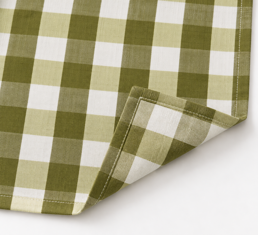 Gingham Check Green Floral Table Mat Set of 6