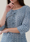 White & Blue Regular Cotton Upasana Kurta