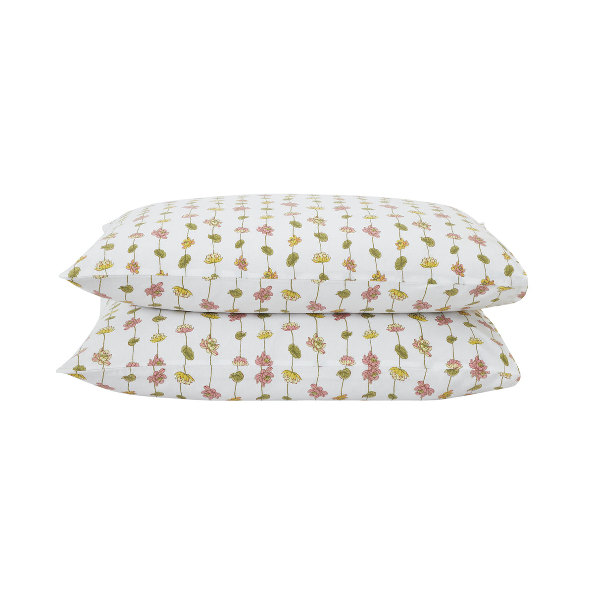 Pond of Lotus Cotton Pillow Cover – Yellow/Green