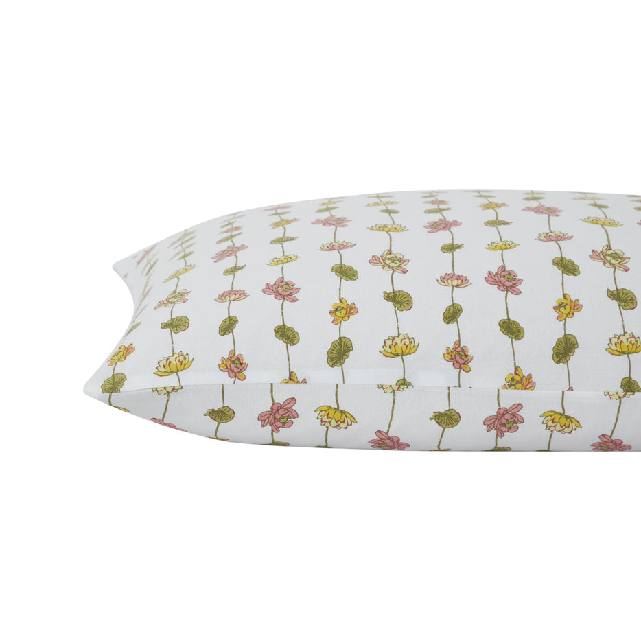 Pond of Lotus Cotton Pillow Cover – Yellow/Green