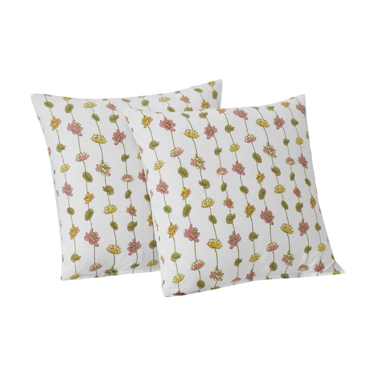 Pond of Lotus Cotton Cushion Cover – Yellow/Green