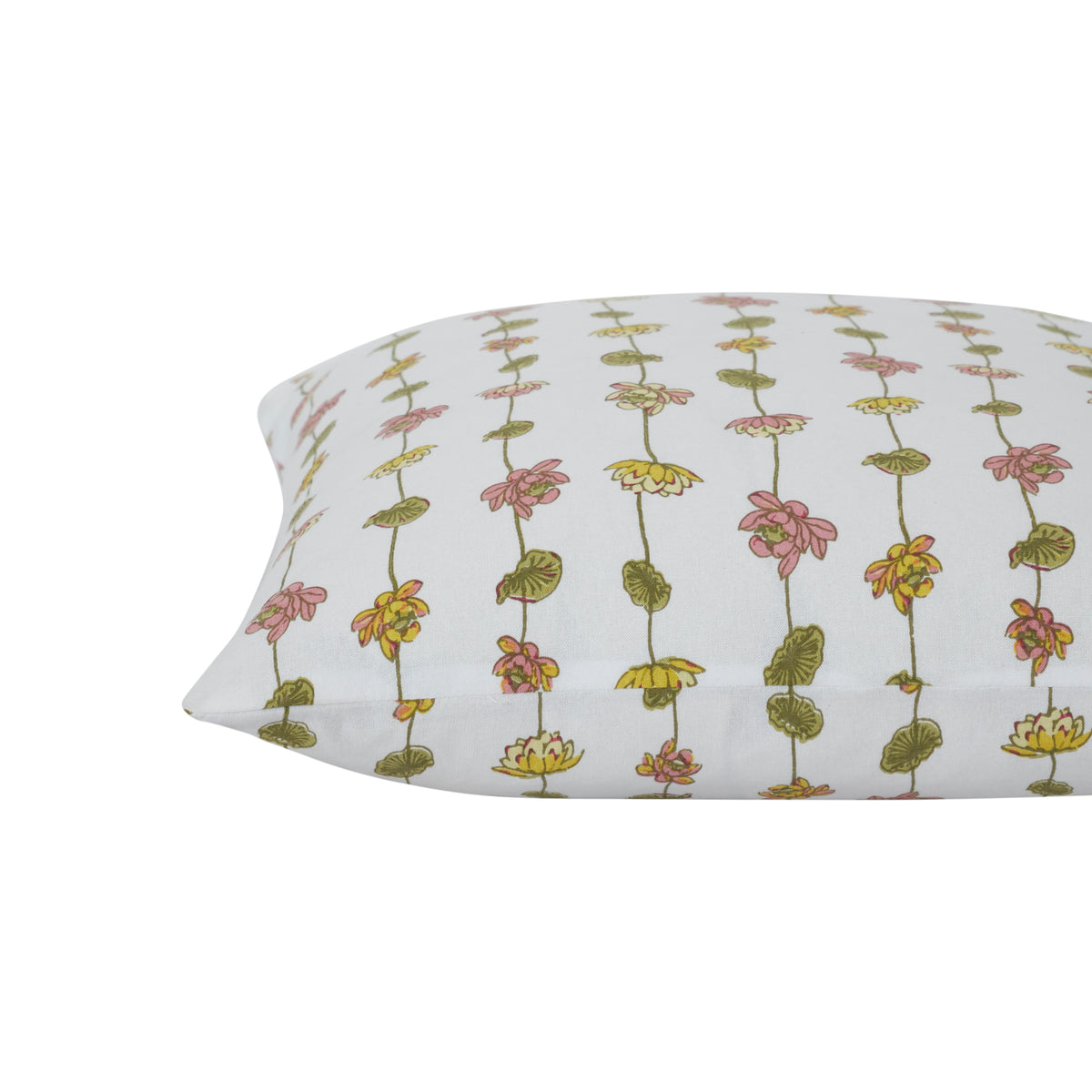Pond of Lotus Cotton Cushion Cover – Yellow/Green