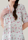 White & Red Loose Cotton Laavanya Kurta