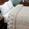 Naqaashi Aqua & Green Hand Screen Print Cotton AC Quilt