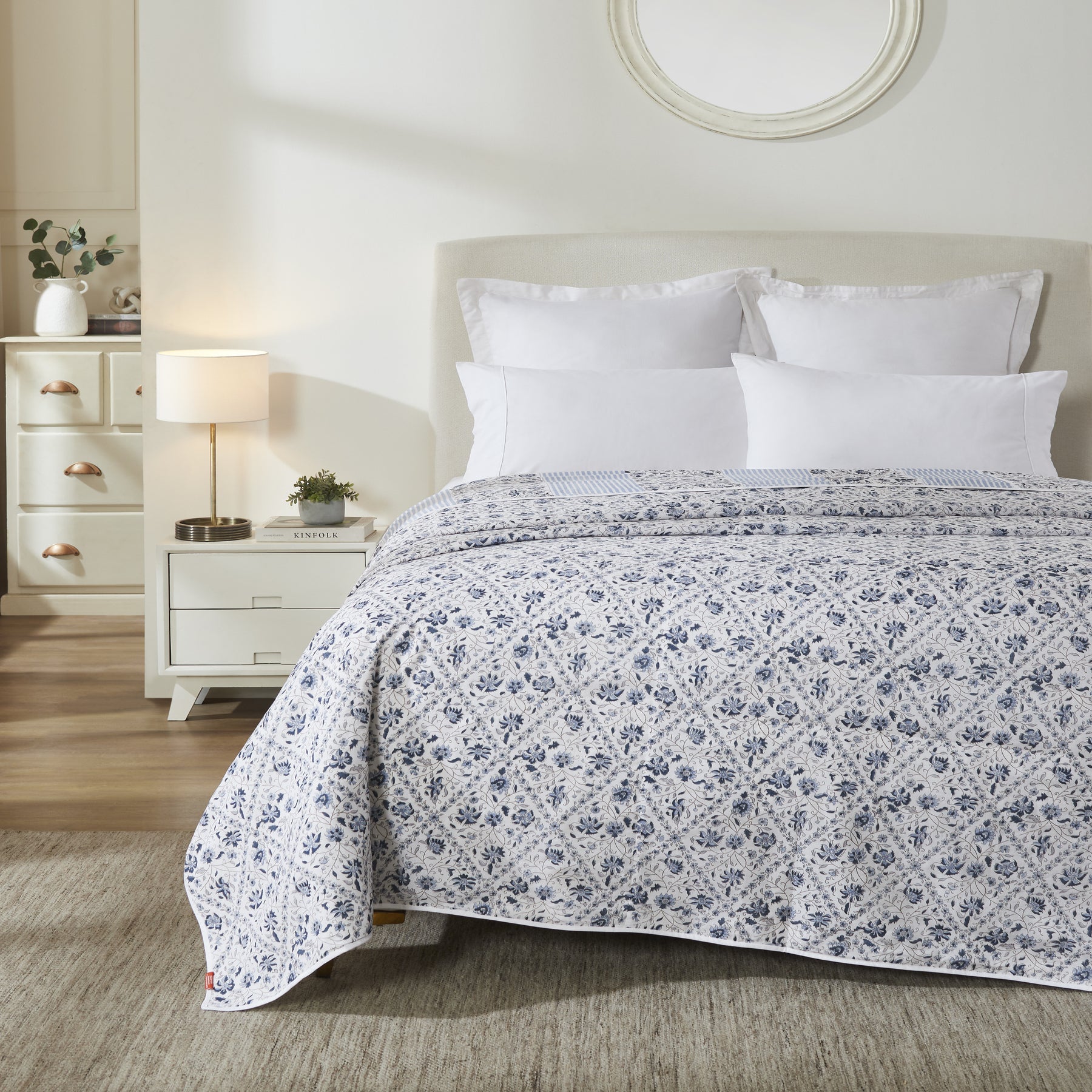 Lattice Garden Cotton Dohar – Blue