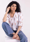 V-Neck Gather Top with Puff Sleeve