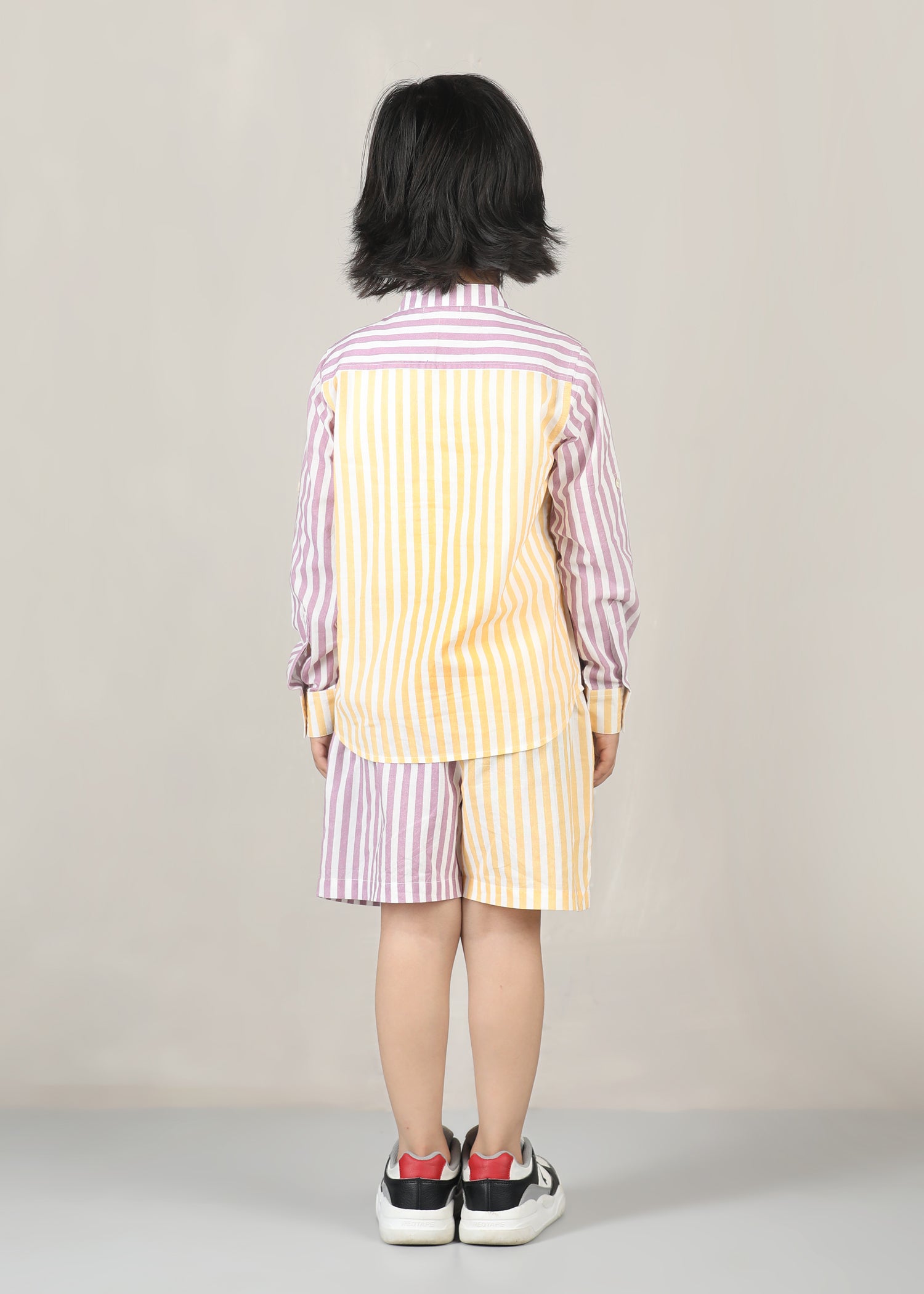 Stripes Cotton Shirt – Lavender/Yellow (6M–12 Yrs)