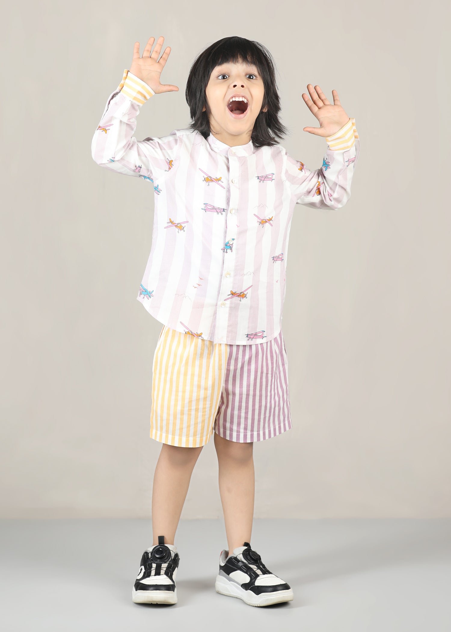 Heli Cotton Shirt – Lavender/Yellow (6M–12 Yrs)
