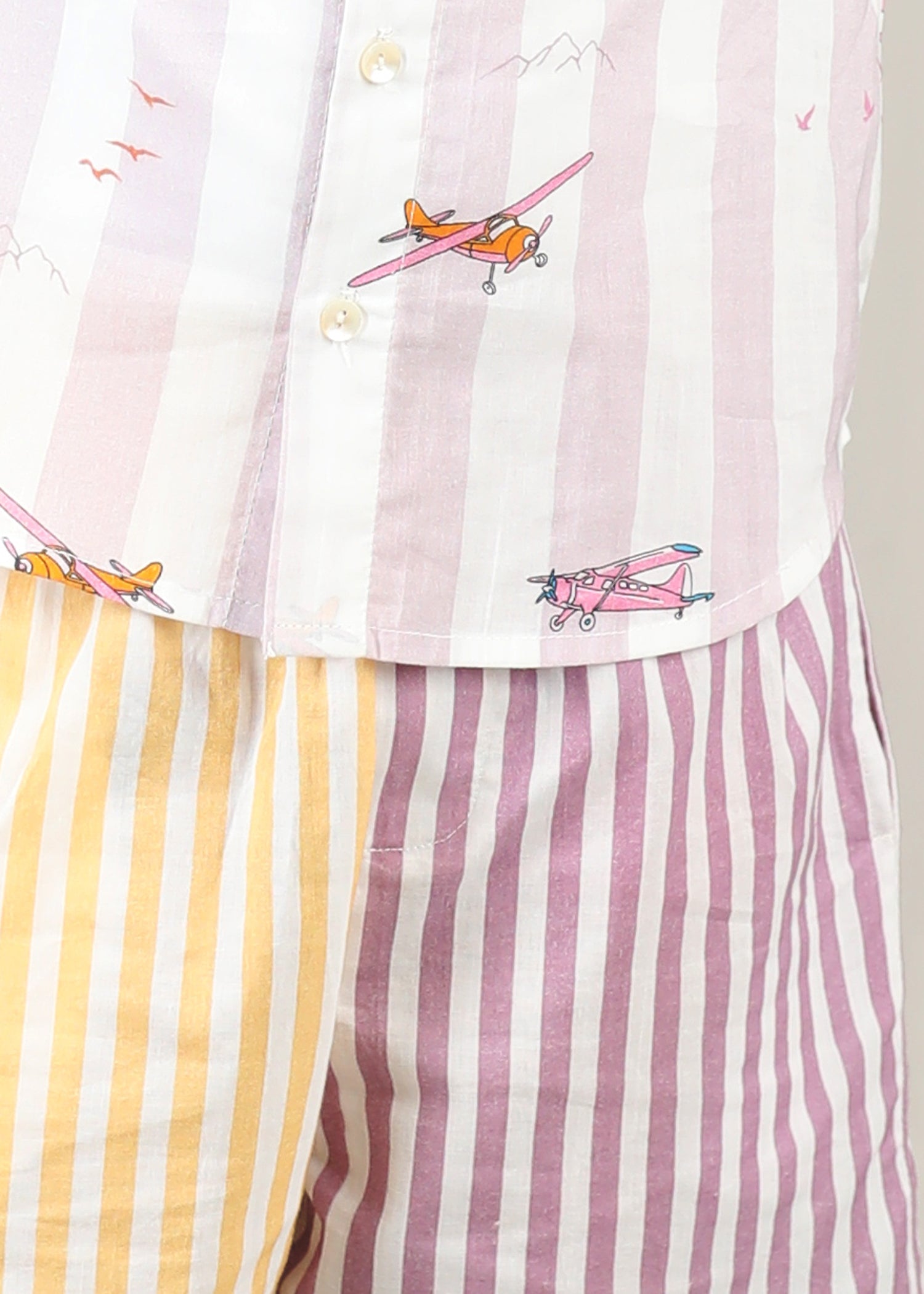 Heli Cotton Shirt – Lavender/Yellow (6M–12 Yrs)