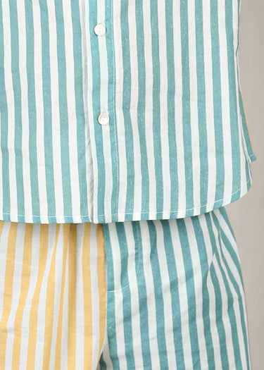Stripes Cotton Shirt – Teal/Yellow (6M–12 Yrs)