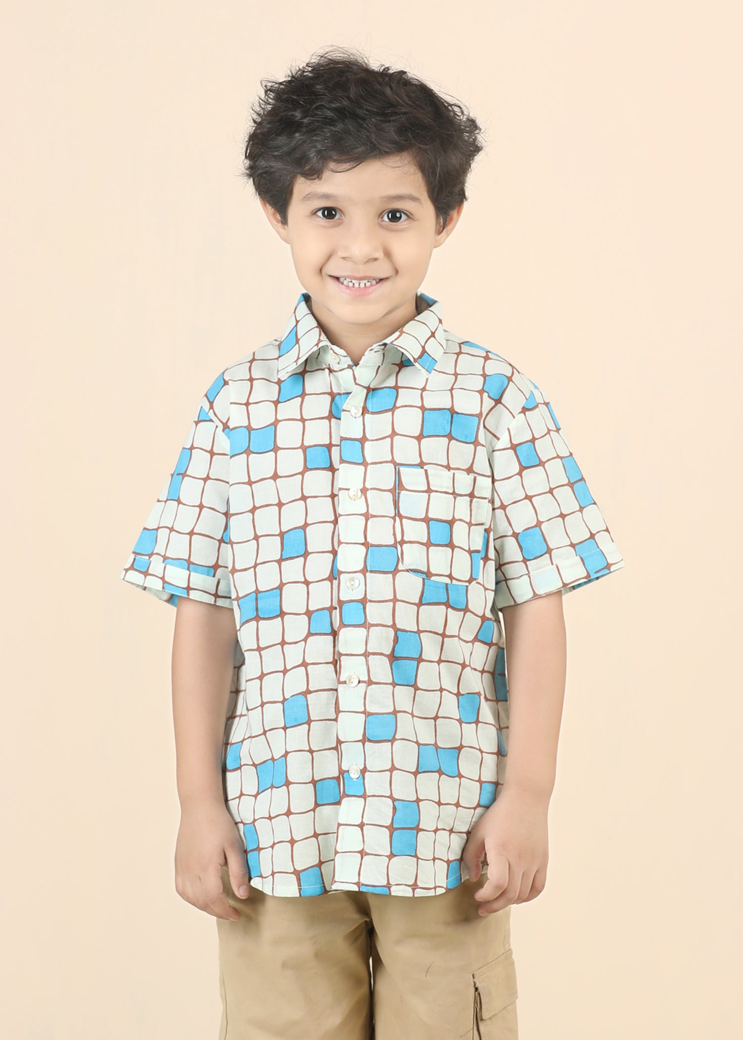 Checks Cherry Cotton Shirt – Blue (6M–12 Yrs)