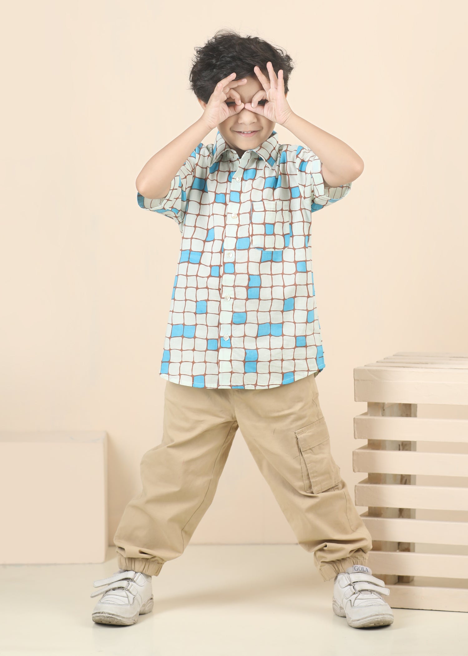Checks Cherry Cotton Shirt – Blue (6M–12 Yrs)