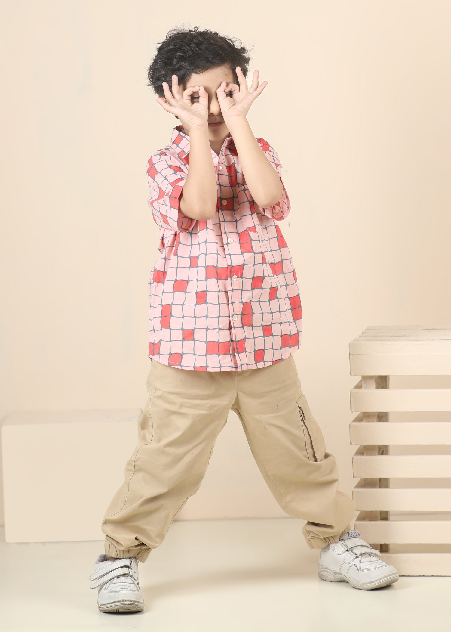Checks Cherry Cotton Shirt – Red (6M–12 Yrs)