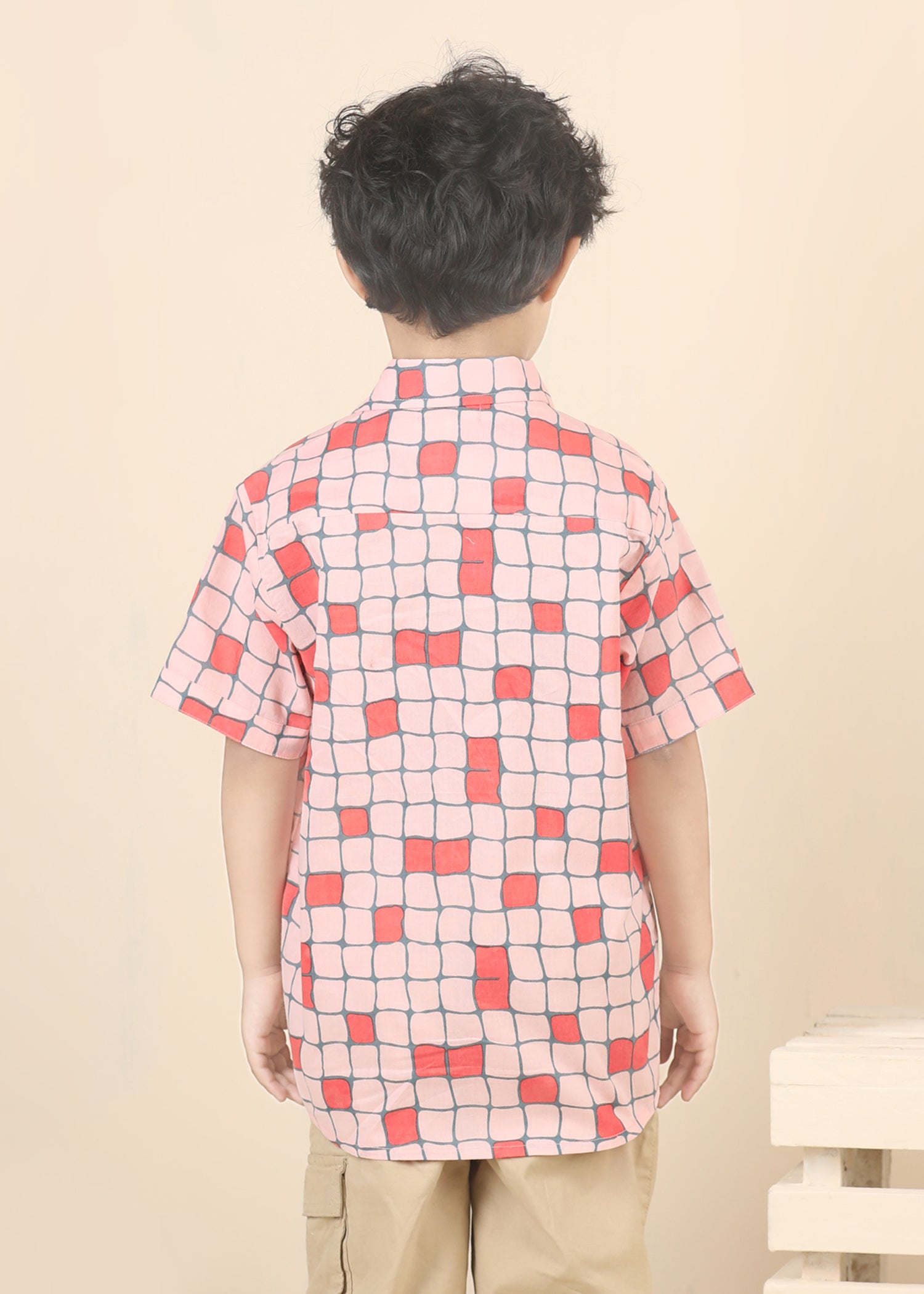Checks Cherry Cotton Shirt – Red (6M–12 Yrs)