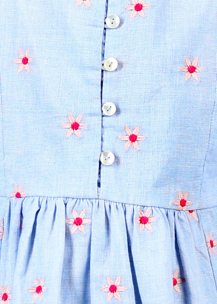 Stella Tulip Chambray Cotton Dress-Light Blue (12 Months-12 Years)