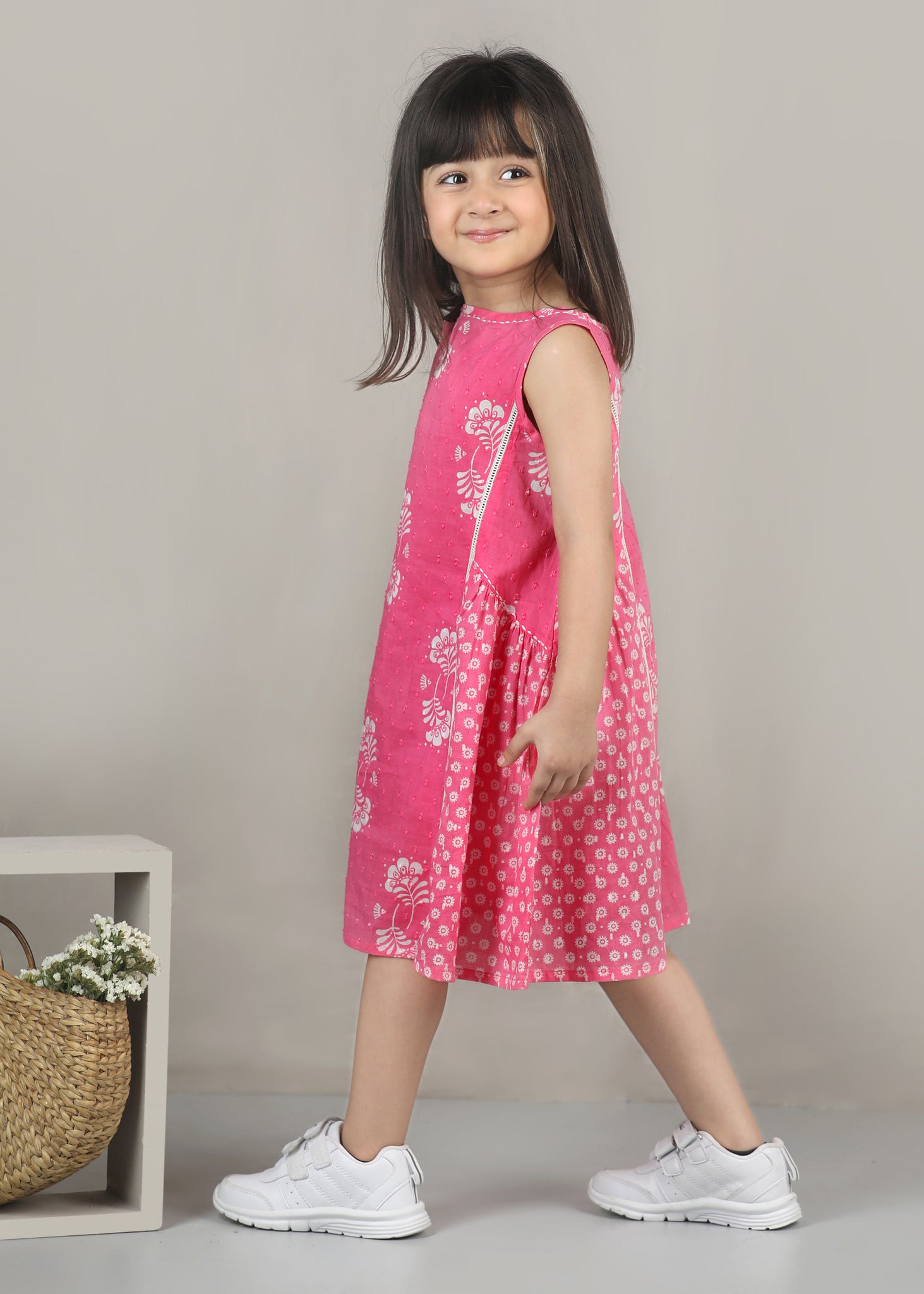 Panelled Cotton Dress – Pink (6M–12 Yrs)