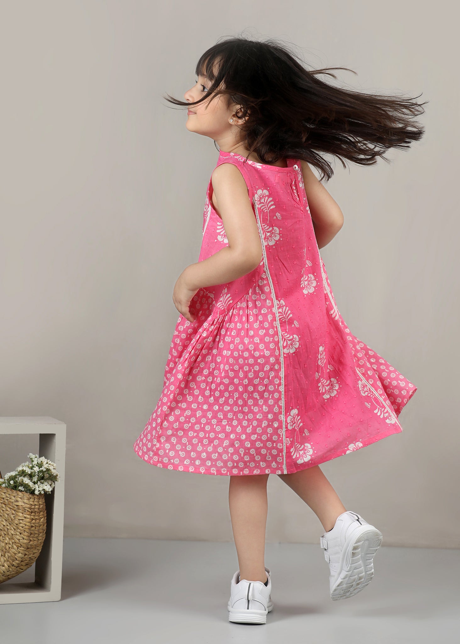 Panelled Cotton Dress – Pink (6M–12 Yrs)