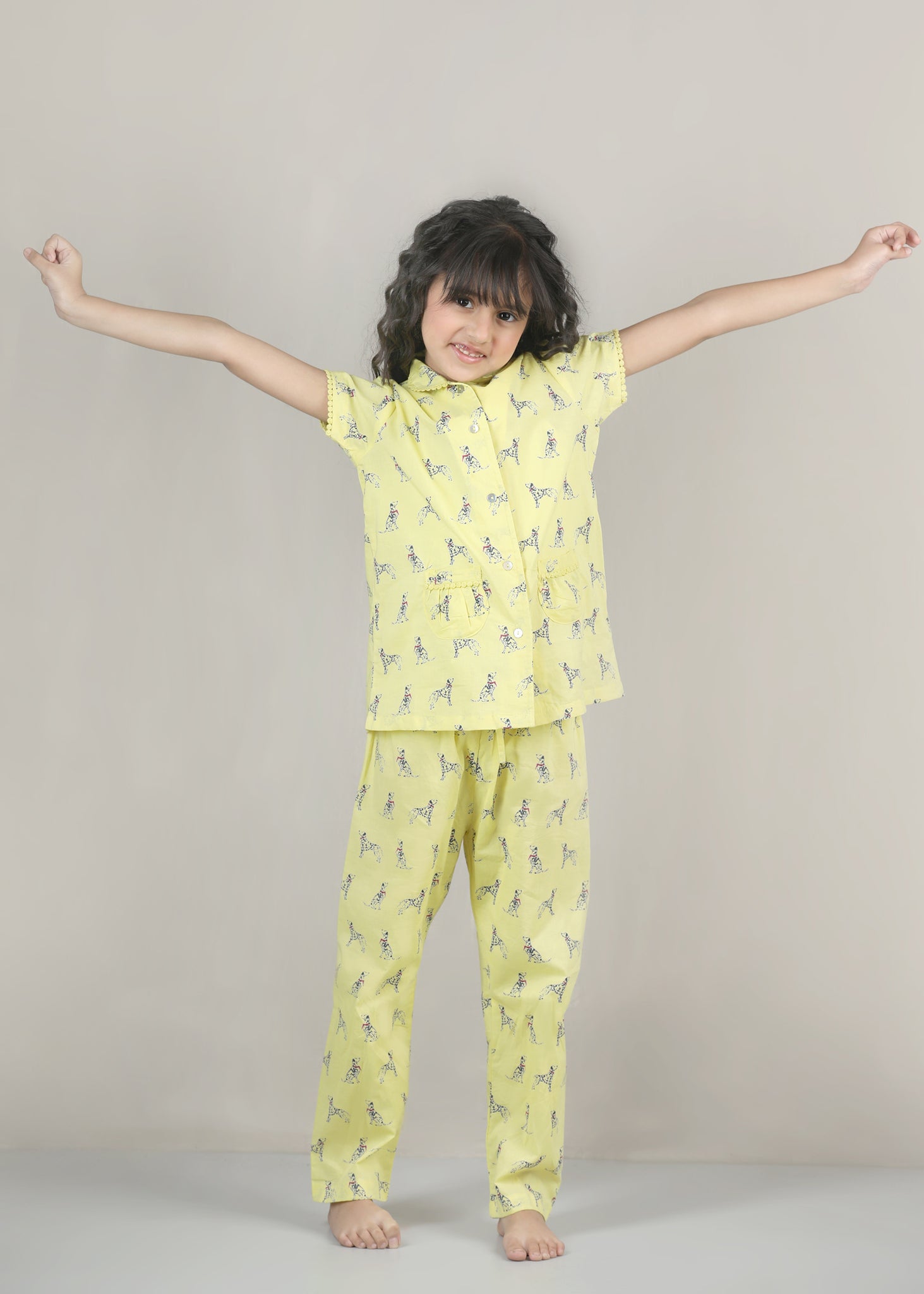 Dalmatian Night Suit Set – Yellow (1–12 Yrs)