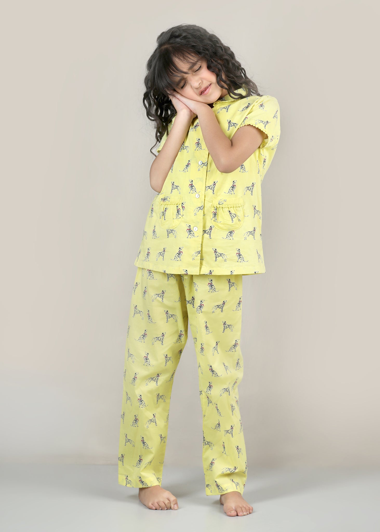 Dalmatian Night Suit Set – Yellow (1–12 Yrs)