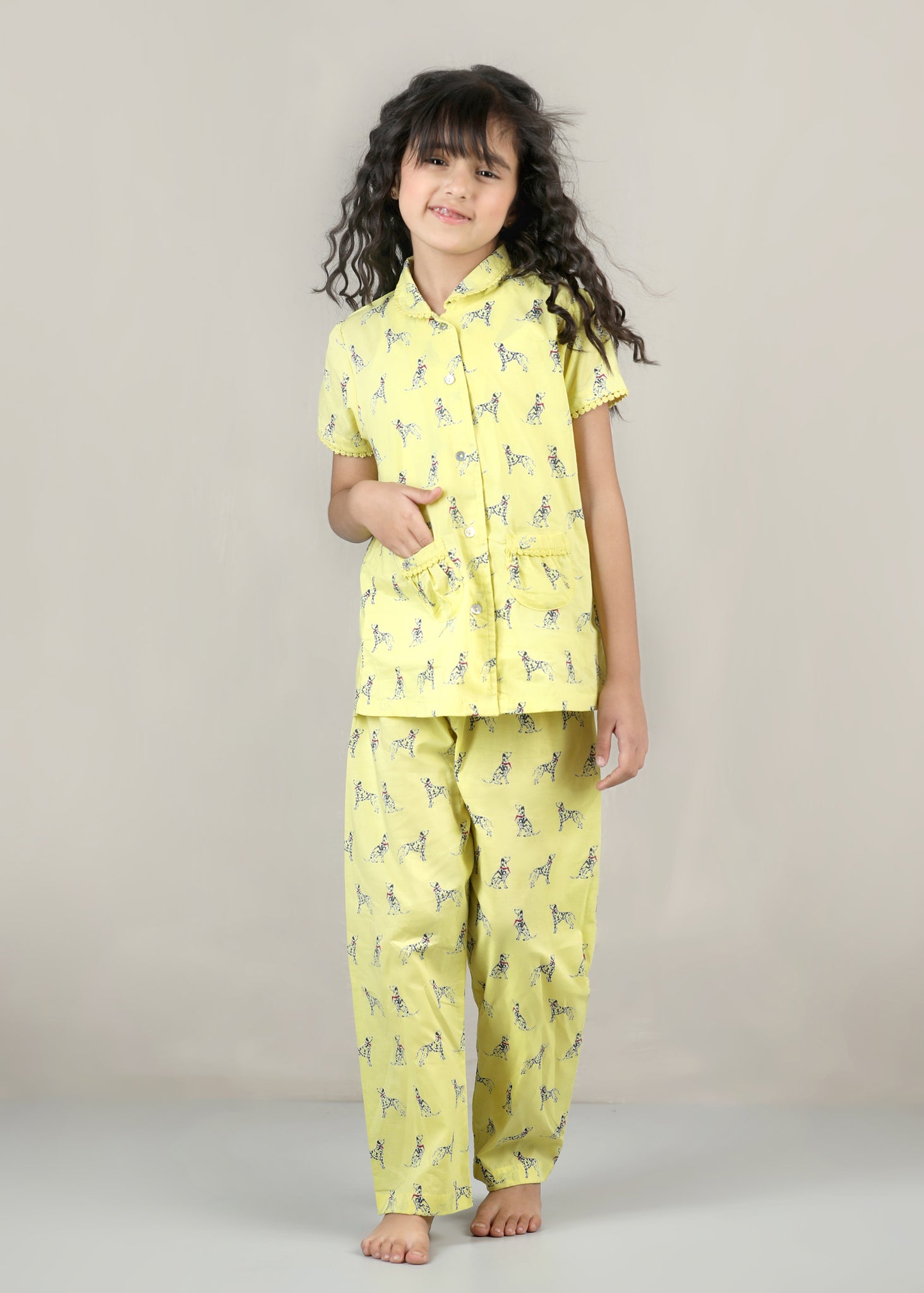 Dalmatian Night Suit Set – Yellow (1–12 Yrs)