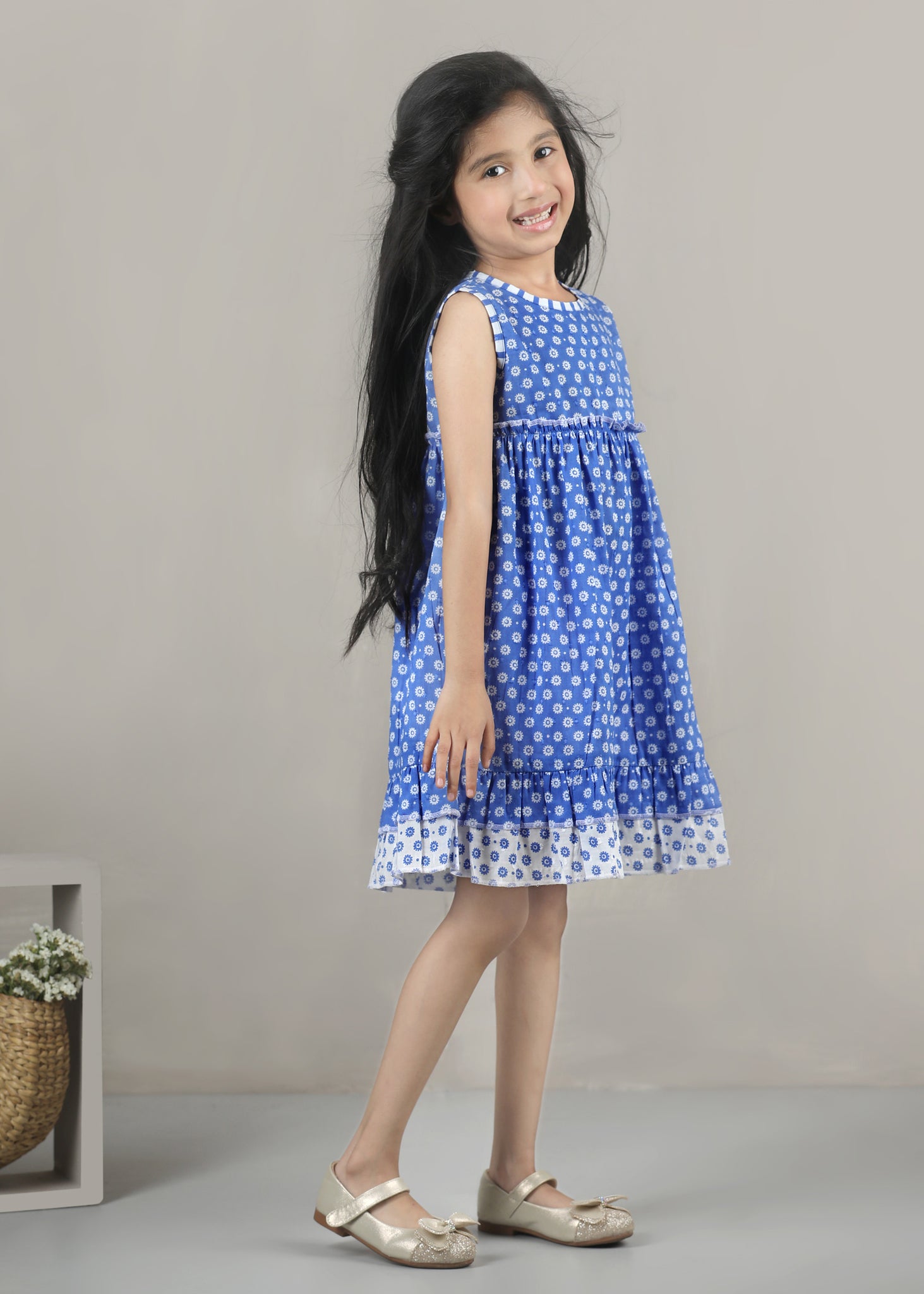 Sofia Cotton Dress – Blue (6M–12 Yrs)
