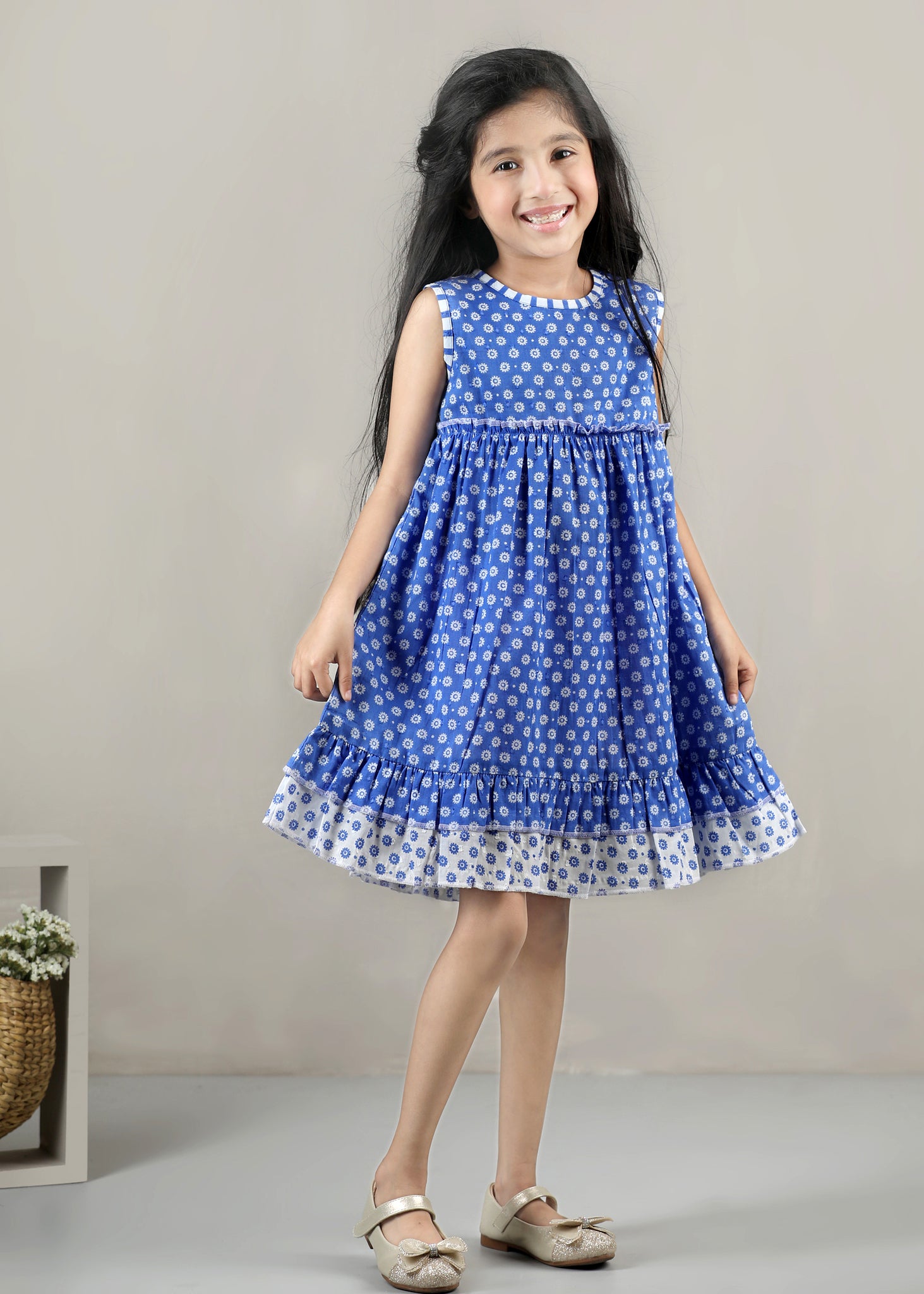 Sofia Cotton Dress – Blue (6M–12 Yrs)